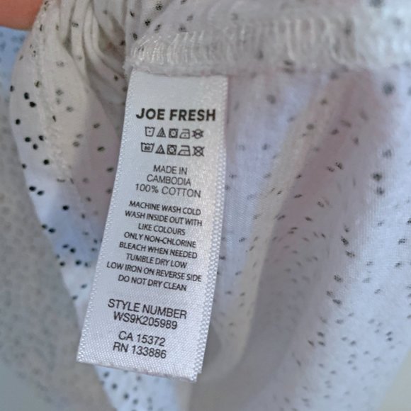 Joe Fresh Scoop Neck Tshirt White with Black Dots size Medium - Picture 5 of 6